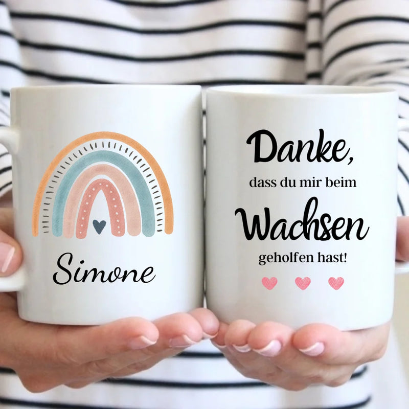 Tasse - Geschenk Erzieherin - Wachsen geholfen - personalisierbar